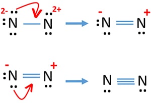 reduce charges on nitrogen atoms in N2 lewis structure drawing